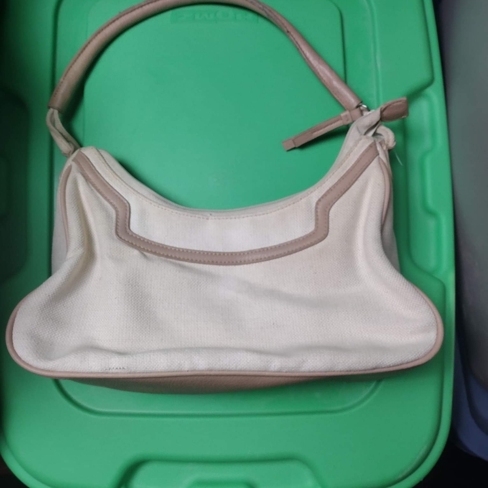 VINTAGE  ETIENNE AIGNER  BEIGE AND TAN  SOFT LEATHER  HANDBAG